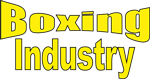 Der gelbe Text auf schwarzem Hintergrund lautet "Boxing Industry" mit "Boxing" in größeren, fetten Buchstaben über "Industry".